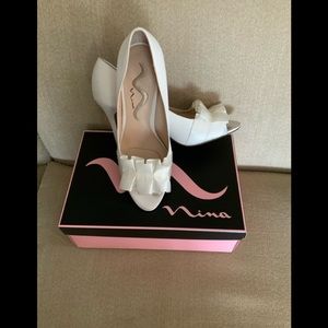 Peep toe satin pumps